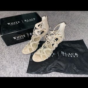 White House black market beige gladiator style strap heels
